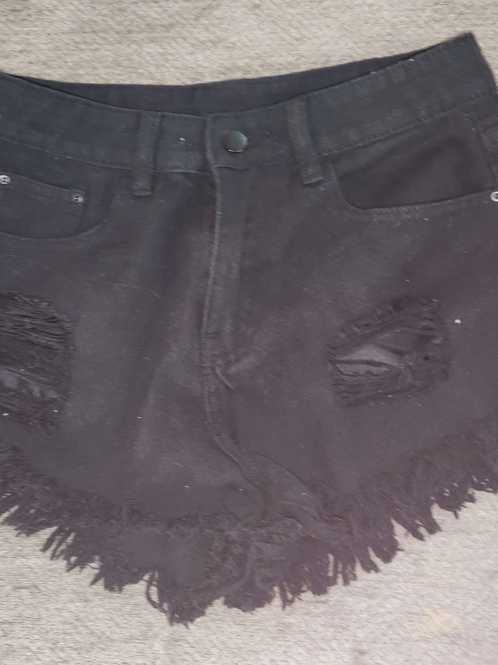 Black Distressed Fringe Hem Women’s Shorts